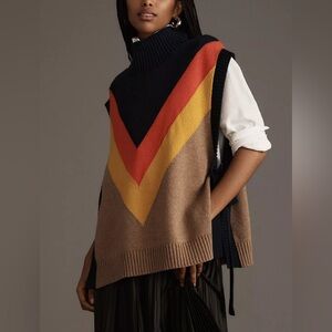 Maeve Varsity Stripe Poncho Sweater Vest